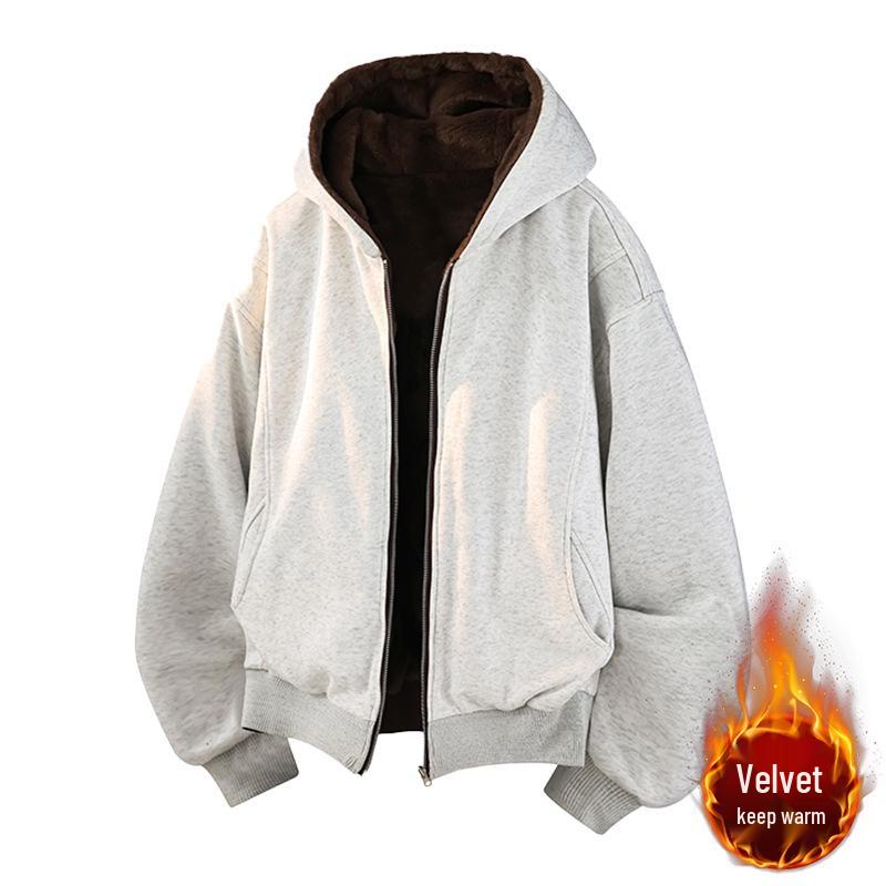 Унисекс двусторонний прочный кардиган с капюшоном в стиле колор-блок - Повседневная толстовка в американском стиле XL