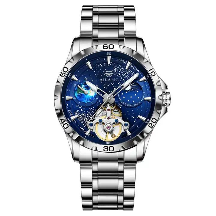 Ailang 8063 Automatic Mechanical Watch 2023 Hot Sale Men Luxury Galaxy Multifunctional Rubber Band Good Material