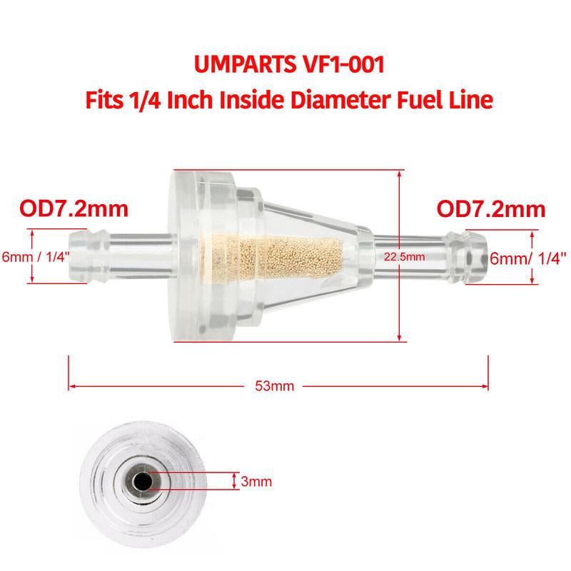 10Pcs/Set 1/4" Inline Clear Gas Fuel Filters Replacement 6mm Small Plastic Universal Motorcycle Gas Petrol Fuel Oil Filter Mini