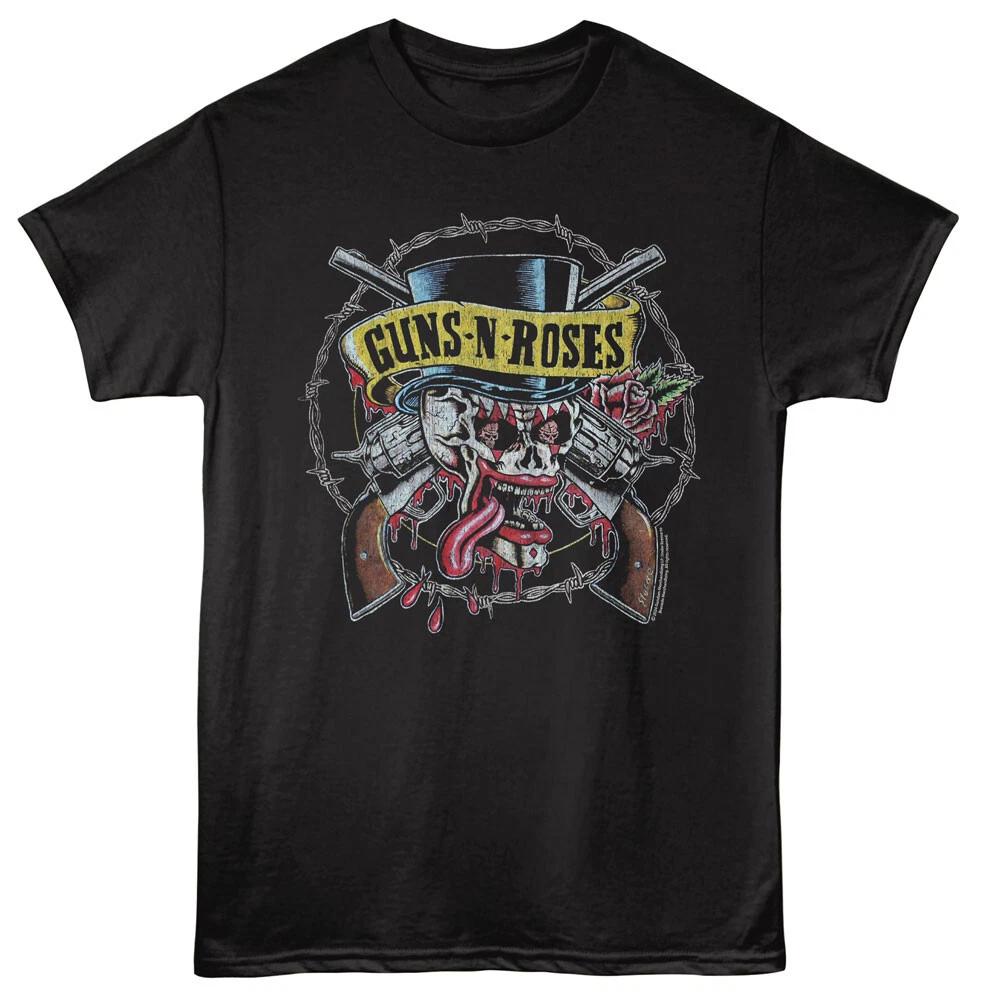 Guns N Roses Barbed Wire Clown Skull & Pistols Men s T Shirt Rock Music Merch S