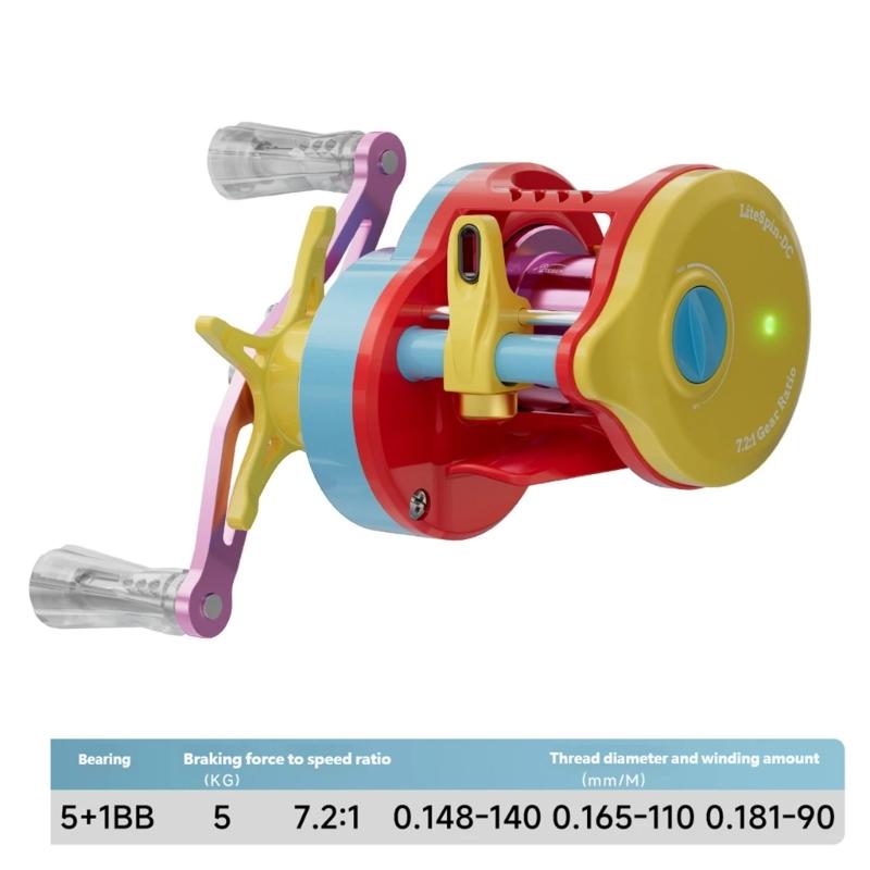 Colorful Baitcasting Fishing Reel Portable Rotate Fishing Reel With Electronic Charging For Smooth Casting