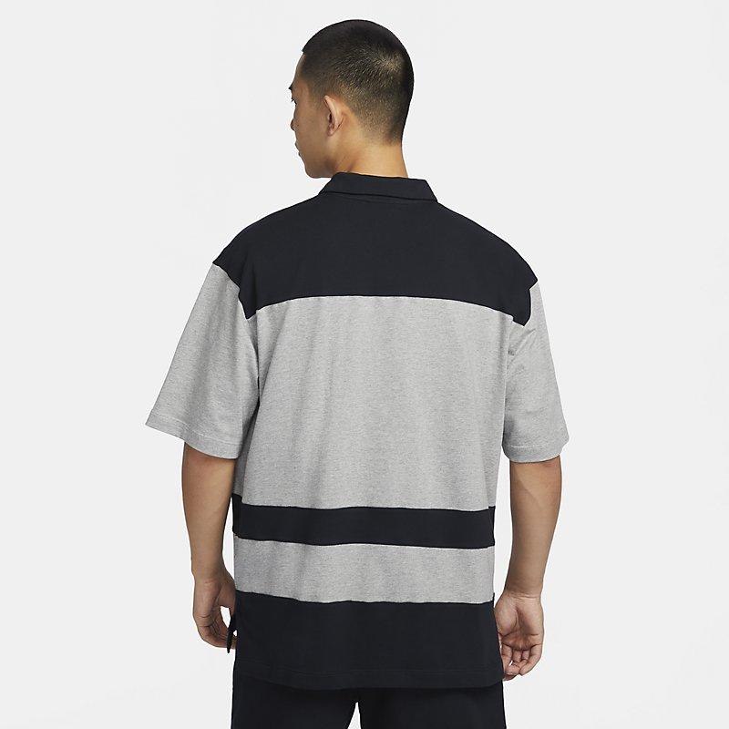 Nike Sportswear Polo Collar Short Sleeve Top Black Grey FQ9582-063
