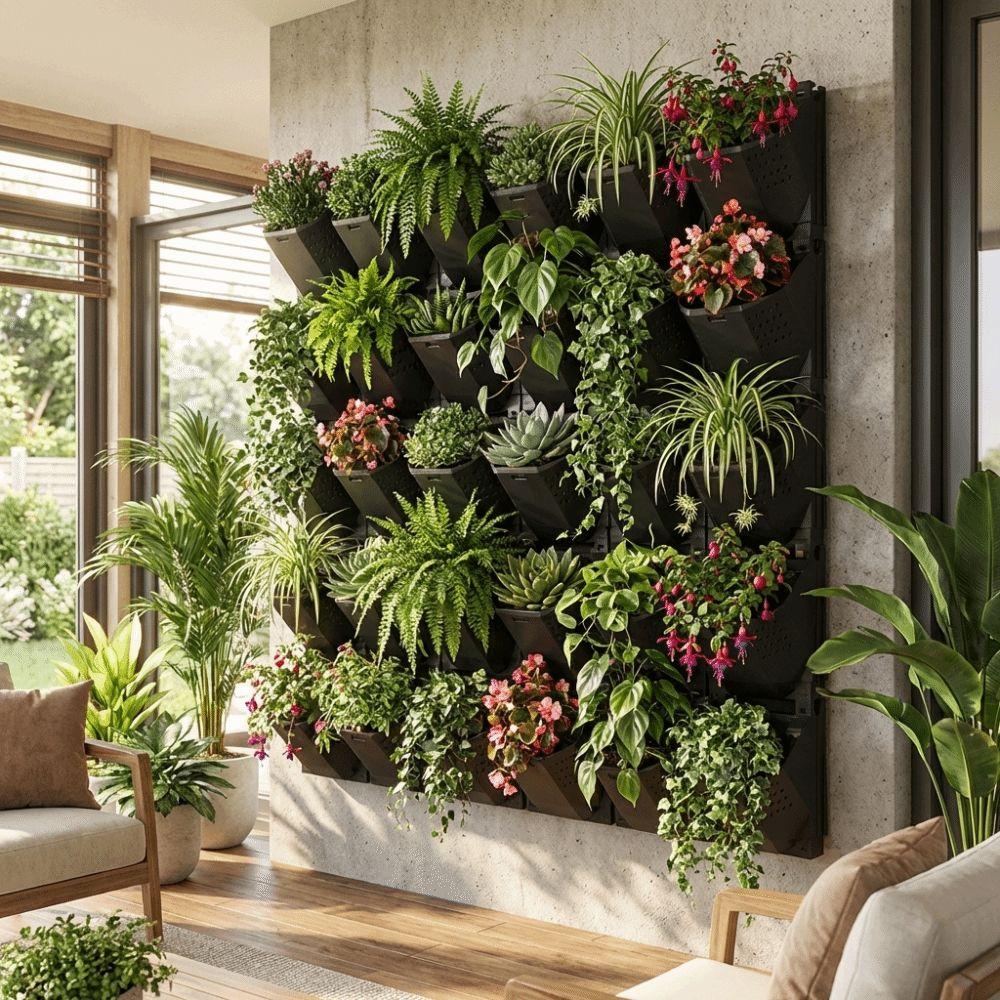 Creative 2/3 Holes Wall Flowerpot Self Watering Plastic Plants Grow Container Stacked Drainage Holes Planting Box Greening Plant
