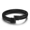 Vintage Simple Handmade Braided Magnetic Clasp Leather Bangles Bracelet for Men
