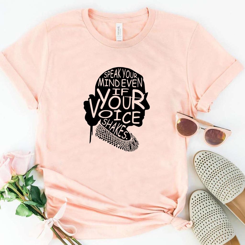 Speak Your Mind Even If Your Voice Shakes TShirt Notorious RBG Shirt Women Power Shirts Ruth Bader Ginsburg Top Feminist Tees