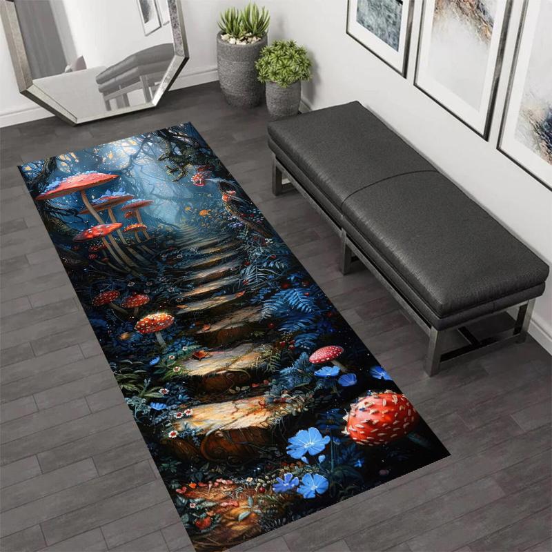

Enchanted Forest Carpet Mat Rug Mushroom Crystal Design for Home Decoration Non-Slip Floor Mat for Living Room Bedroom 40X120CM