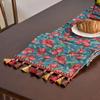 Chinese Style Vintage Tassel Table Runner Jacquard Living Room Bed Tail Coffee Dining Table Decoration Accessories Rustic Decor