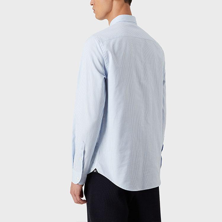 Emporio Armani Striped Print Long Sleeve Shirt Men shirts Blue B1SM0B-B12F5-019