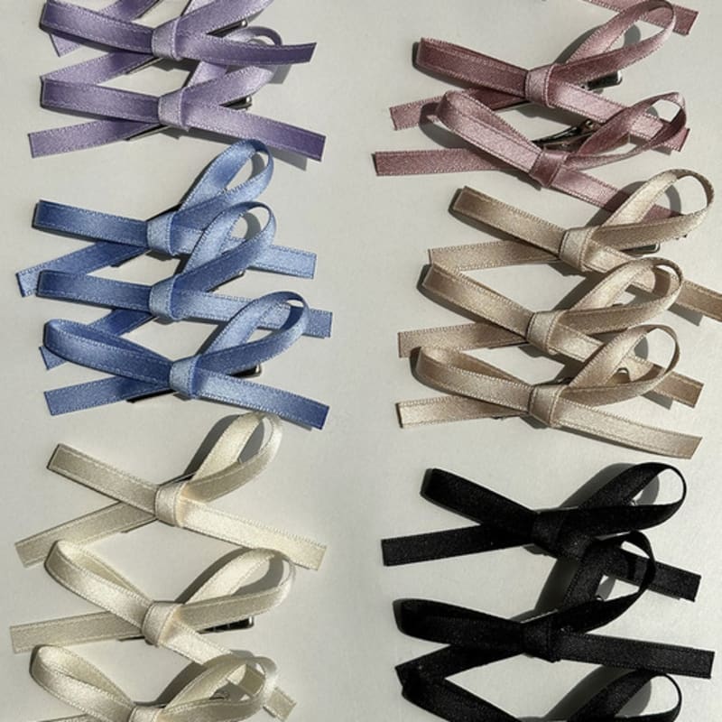 Mosxe Satin Ribbon Hair Pin (3set/6color)