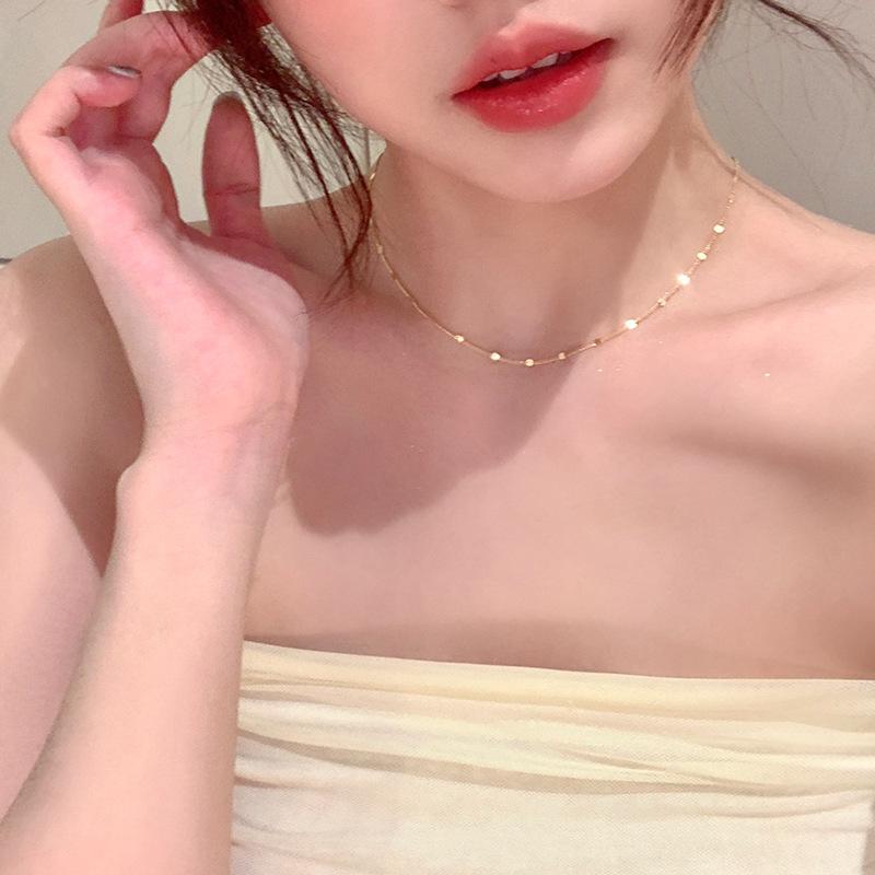 Metal glitter simple necklace collarbone chain temperament versatile design sense item jewelry