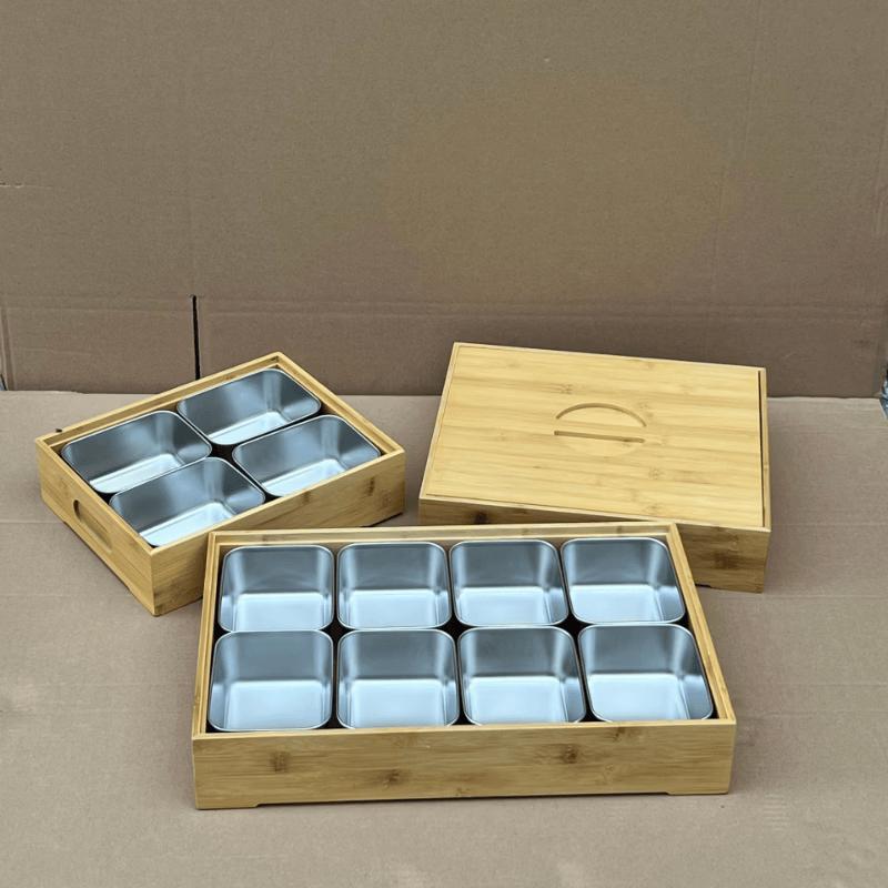 Bamboo Wood 9-Compartment Serving Tray