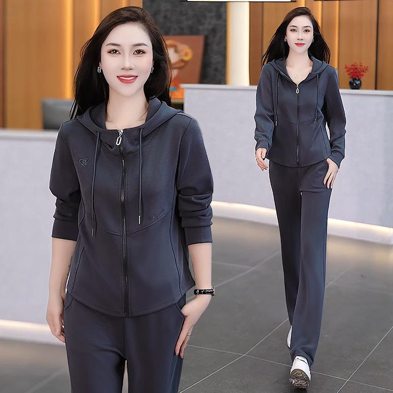 Women's Trendy Hooded Sweatshirt and Jogger Set - Spring/Autumn 2025