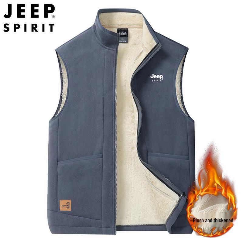 JEEP SPIRIT Fleece-Lined Lambswool Vest Cardigan SS7352