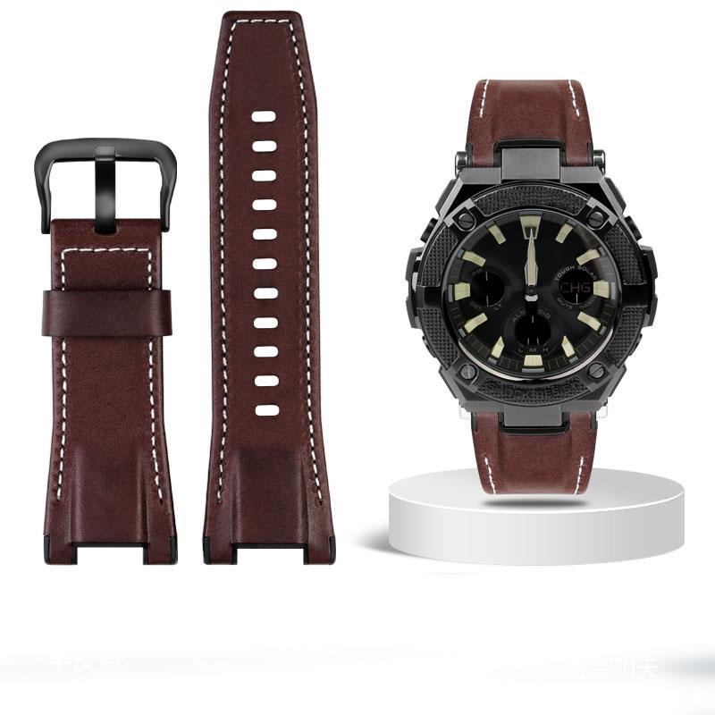 Pro hodinky Casio GST-S100G S110 S130L W100G W110 210B 400G Řemínek na hodinky plátěný Náramek 26*14mm Pánský měkká kůže Hovězí kůže Kožený řemínek na hodinky