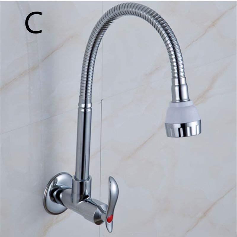 Kitchen Faucet 360 Degree Swivel Brass Kitchen Mixer Single Cold Singk Tap Single Hole Water Tap Wall Mount