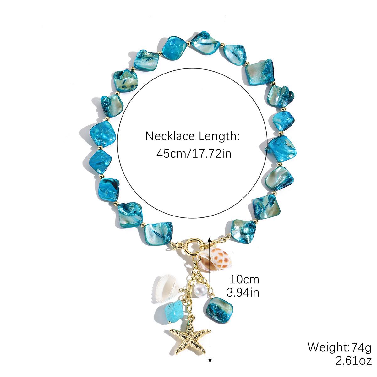 

Ожерелье для женщин в морском стиле, нестандартное синее ожерелье в виде ракушки, нишевый дизайн, летние украшения для отдыха на море, красивое элегантное ожерелье для нее