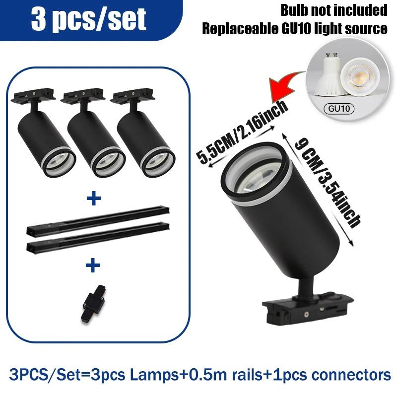 LED Track Light Clothing Store GU10 Focus Rail Spot DIY Bulb Design Fixture Shop Home Kitchen Track Lamp Source lane Spotlight
