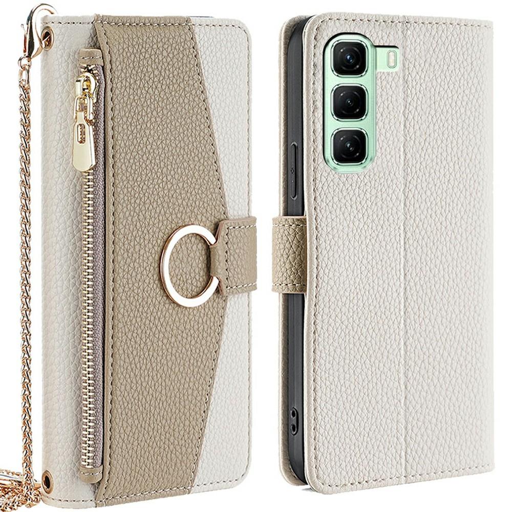 Pro Infinix Hot 50 5G Pouzdro Zrcadlová Peněženka Kožený Kryt na Telefon s Řetízkem Ramenní Popruh