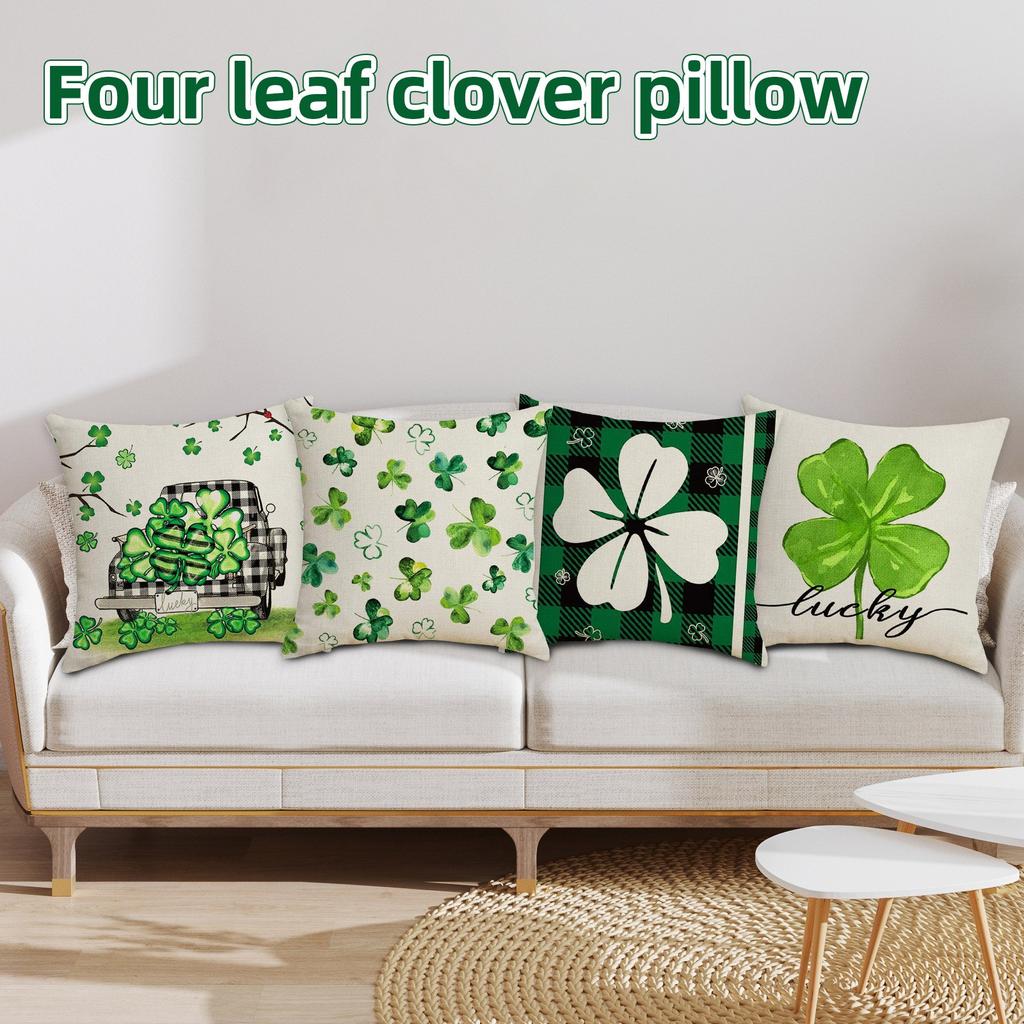 45x45cm St Patricks Day Decorations For Home Cushion Cover Clover Pillowcase Saint Patricks Irish Party Decorative Pillowcase