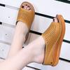 Women's Wedges Slippers Fashion Heeled Shoes Hollow Casual Fish Mouth Slippers
