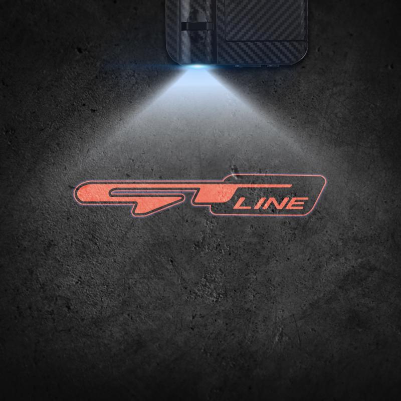 For Hyundai Peugeot GT Line Emblem Sportage R Ceed Sorento Car Door Light Welcome Lamp Wireless Laser Projector Auto Decoration