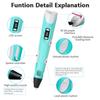 3D Pen For Children 3D Printing Drawing Pen DIY Funny Set for Kids Chidren Birthday Chrismas Creative Gift with PLA Filament