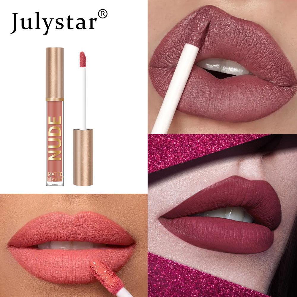 Matte Velvet Lip Glaze Natural Nude Lip Gloss Long Lasting Highly Pigmented Non-Stick Lip Stain Liquid Lipstick Lip Makeup for Daily Use