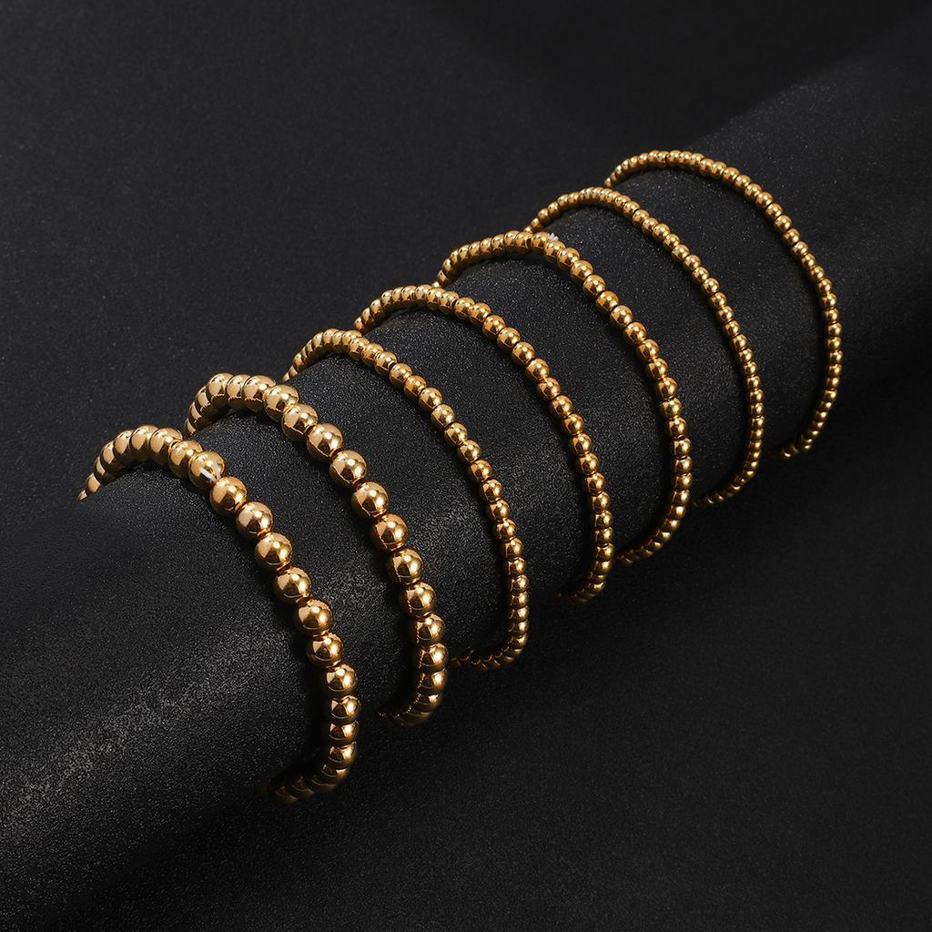 European and American simple and versatile handmade beaded bead bracelet set, gold bead light luxury bracelet 1 piece