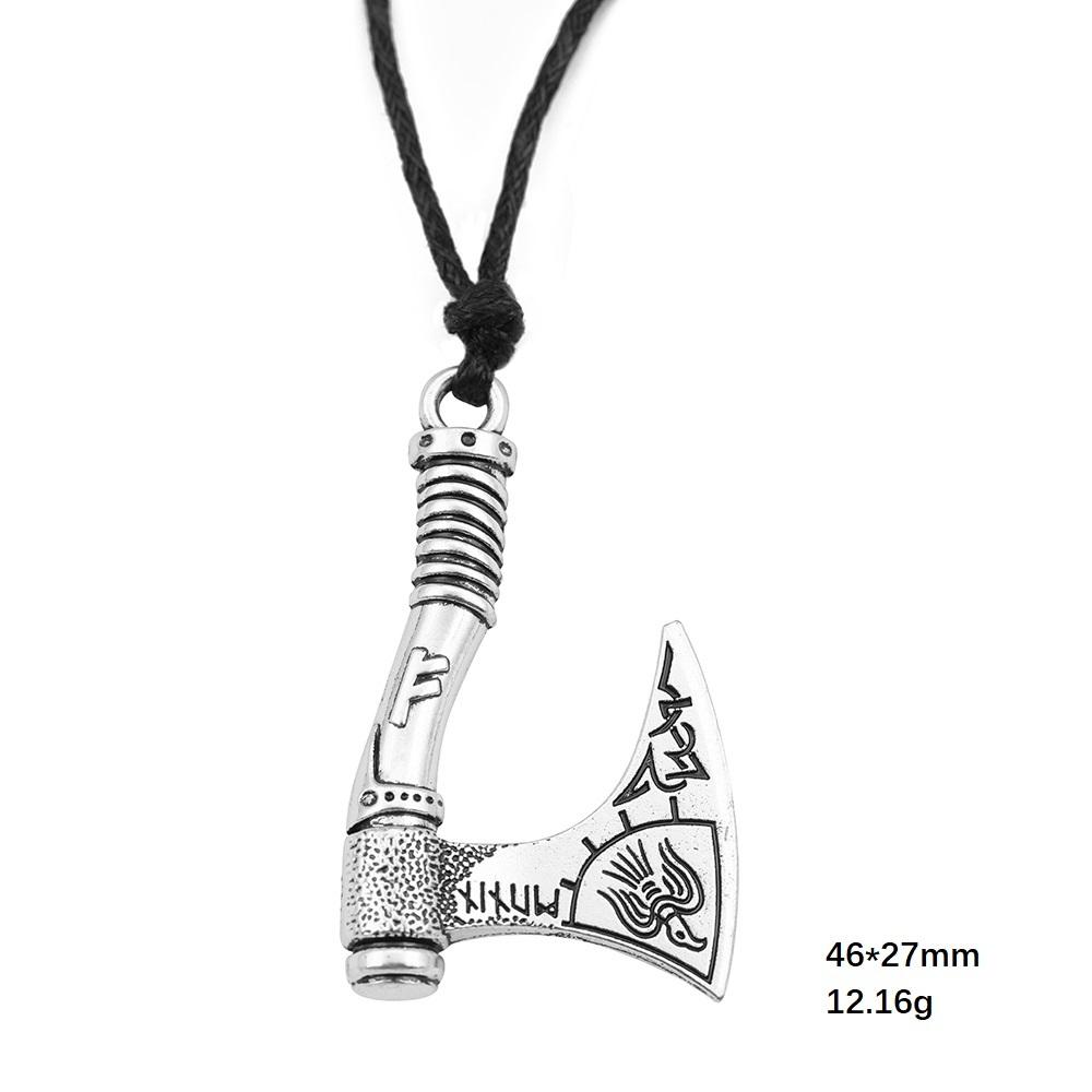 Viking Axe Necklace for Men Norse Runes Compass Pendant Vintage Amulet Jewelry Male Boy Gifts