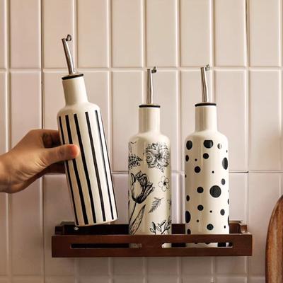 Vintage Bloemige Keramische Kruidenpot, Oliepot, Kruidenpotje, Huishoudelijke Zoutfles, Keuken Olijfoliefles, Specerijenpot