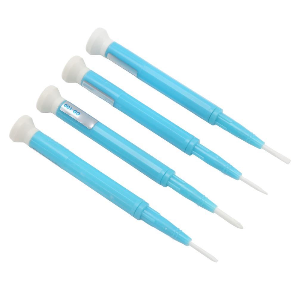 4PCS Slotted/Flat Head Ceramic Screwdriver Set Plastic Handle 1.3mm, 1.8mm, 2.0mm, 2.6mm Ceramic Slotted Screwdriver Ceramic Tip