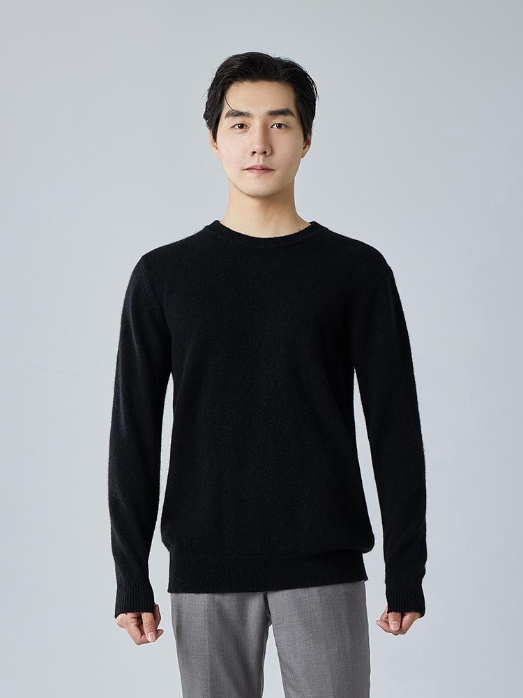 2025 crew neck cashmere sweater thickened solid color long-sleeved sweater knitted bottomed wool sweater