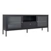 Dalby table TV 2 portes en verre, 1 tiroir, 1 tablette noir.