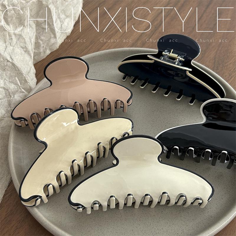 Medium & Large Acetate Acrylic Hair Claw Clip - Japanese & Korean Fashion, Versatile Solid Color Hair Accessories
