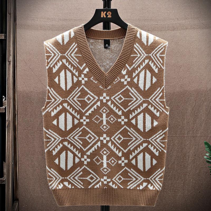 Sweater Tank Top Men's Vest Underlay V-neck Sleeveless Sweater Sweater Couple Warm Vest 15 Different Flower Shapes In Different Colors