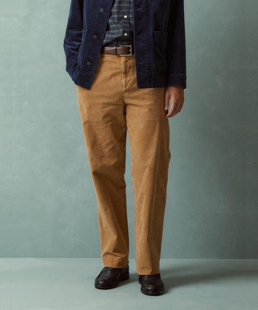 BROOKS BROTHERS Wide Fit Corduroy Garment Dyed Chino Pants (Brown) (Bbpcmnf405)