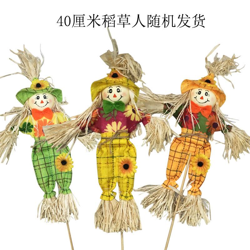 Halloween Decorations for Mall Bar Standing Pumpkin Ornaments Horror Farmhouse Scarecrow Scene Setup