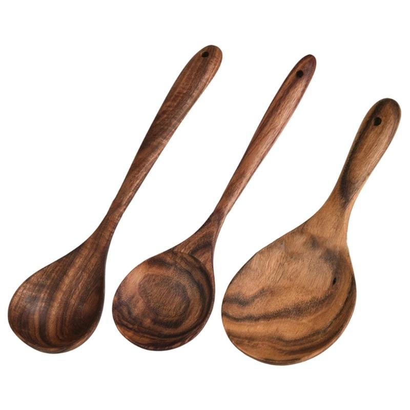 Wooden Ladle For Stirring Cooking With Heatproof Coating Ergonomic Serving Spoon Heat Resistant Rice Paddle 1