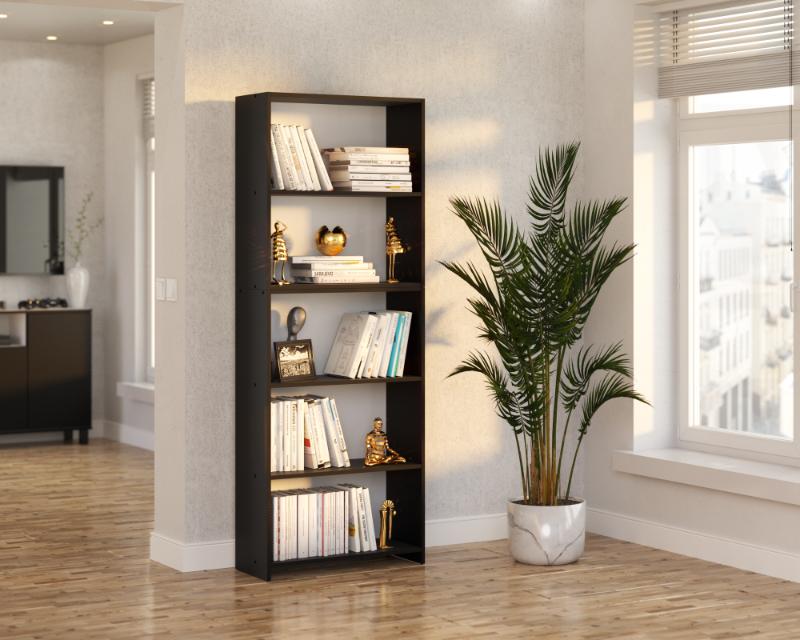 Office Bookshelf Black 70 CM 5 Shelves Binders Toys Loft