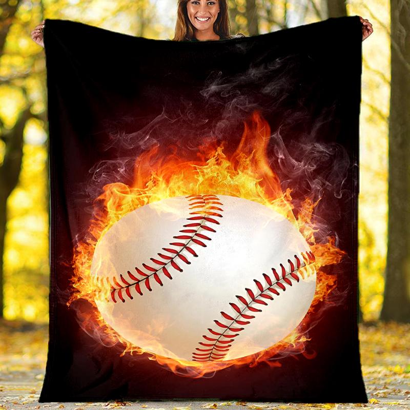 Baseball Theme Printed Blanket - Perfect for Couch, Bed, Travel & Outdoor Use | Machine Washable, Cozy & Durable.