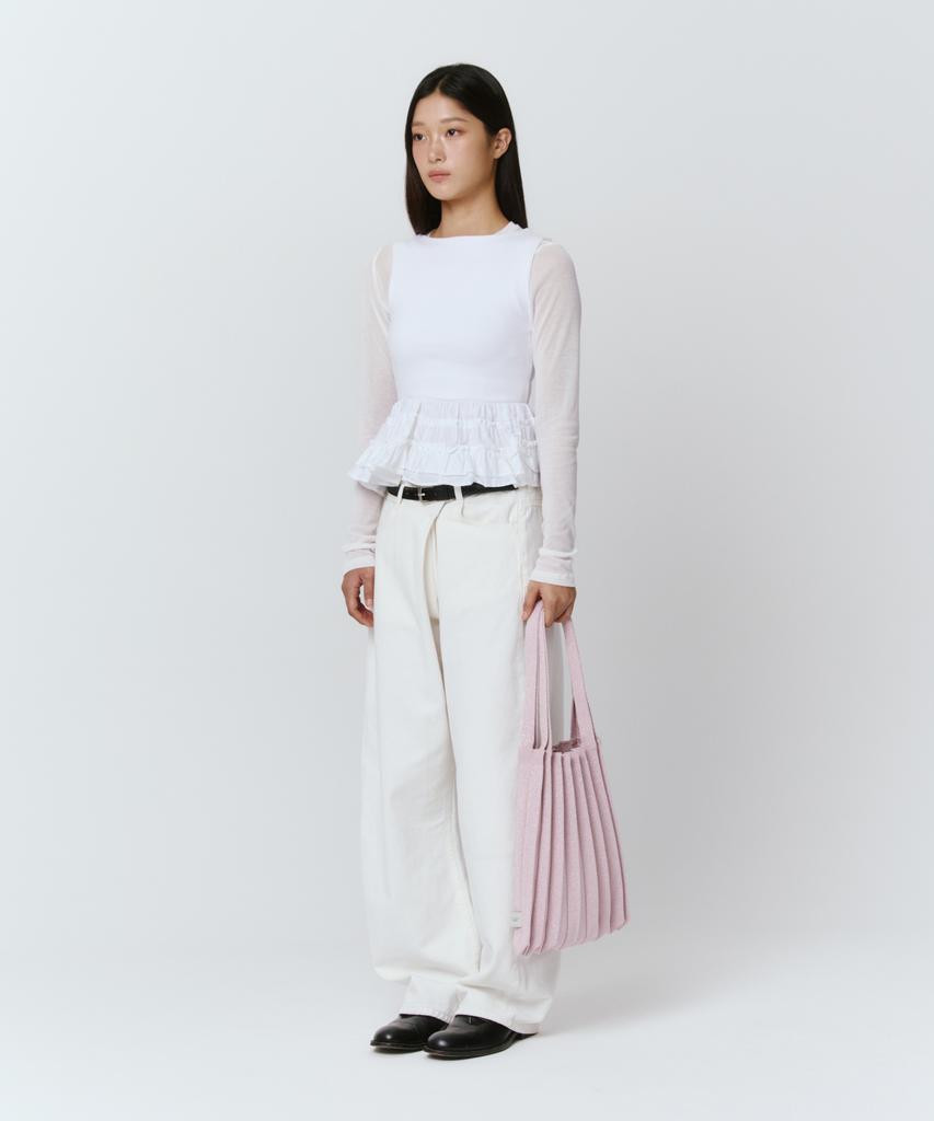 Pleatsmama New Shoulder Bag Glitter Pale Pink