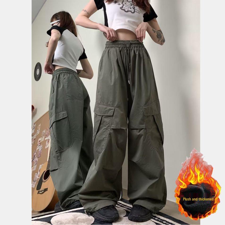 Korean-Style Retro American Loose Wide-Leg Work Pants