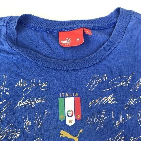 PUMA Italy 2006 World Cup Victory T-Shirt [Men M/Blue] Signed Japan National(USED)
