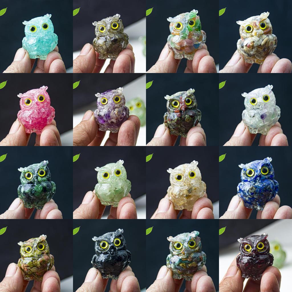 Uil Hars Kristal Beeldje Met Natuurlijke Watersteen Voor Huisdecoratie En Cadeau Geven