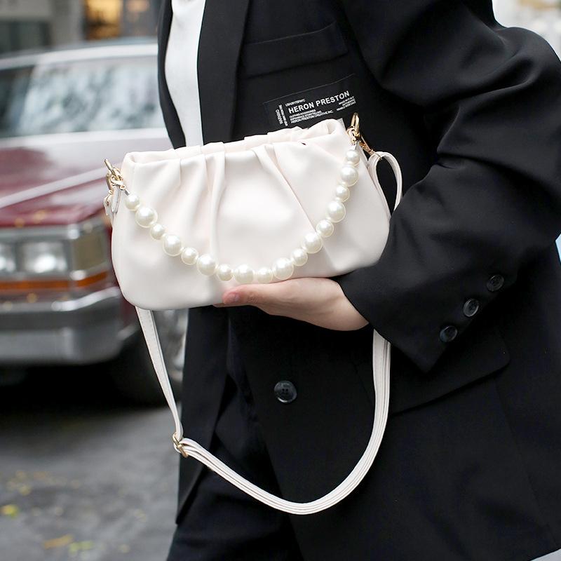 Bag Women's New White Folded Portable Underarm Shoulder Bag