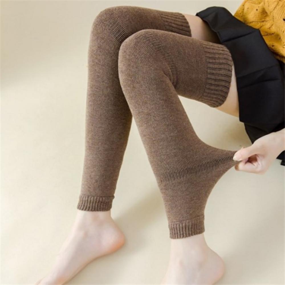 New Arrivals Open Run Women Warm Rib Leg Warmers Solid Long Knit Leggings