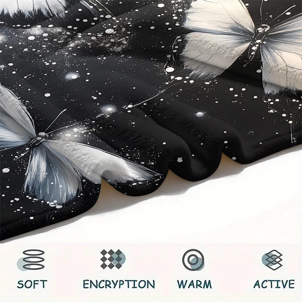 Dark Butterflies  Print Flannel Blanket, High Quality Comfortable for All Seasons, Home Decor, Warmth and Comfort