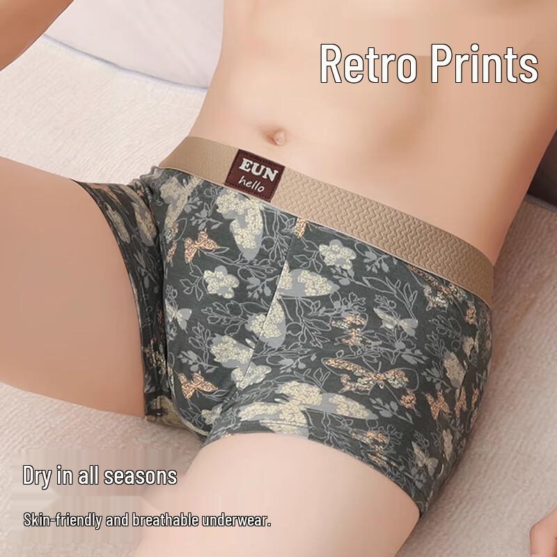 Yalu Men's 10A Antibacterial Cotton Boxer Briefs 3-Pack