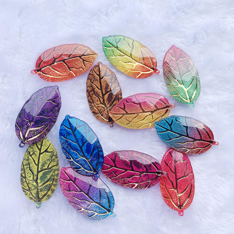 10 Stück 21*40mm Regenbogen Blätterförmige Harz Strass Applikation Kristalle Flatback Steine für Schmuck Handwerk Dekoration Anhänger