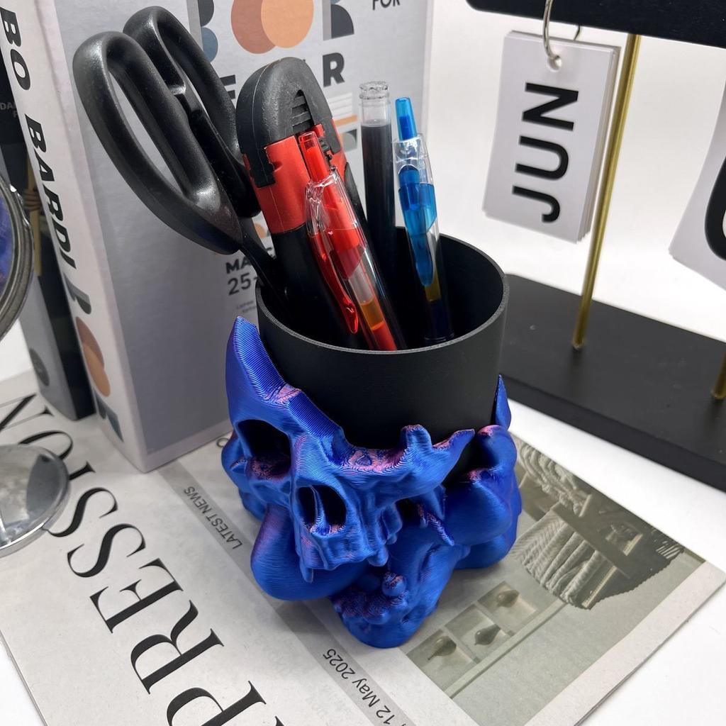 Creative Corrosion Skull Shaped Storage Jar Home Office Desktop Storage Ornaments 3D Printing Horror Storage Decoration Ornament